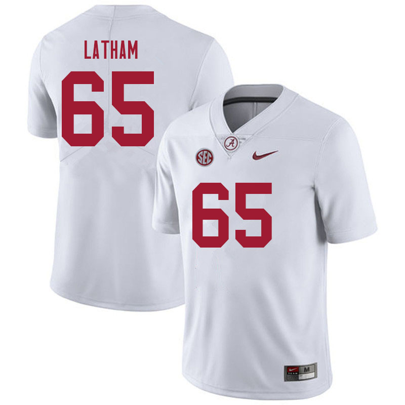 Alabama Crimson Tide Men's JC Latham #65 White NCAA Nike Authentic Stitched 2021 College Football Jersey BV16M11VX